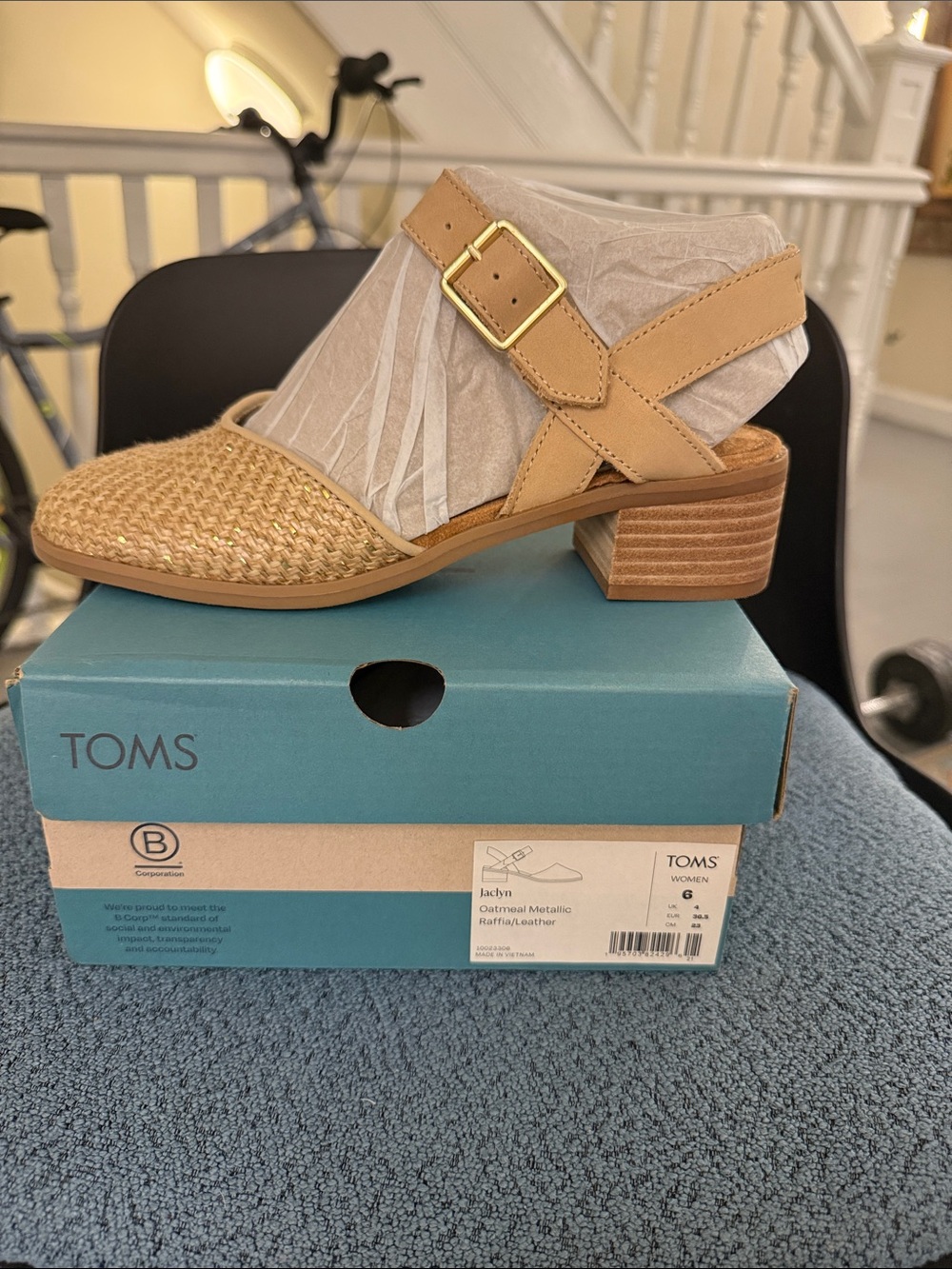 TOMS Jaclyn Tan Raffia Leather Slingback Heel